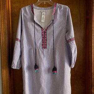 Tommy Bahama split neck dress with tassels - SIZE MEDIUM